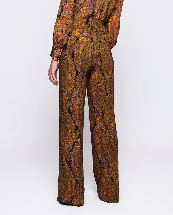 Green paisley print straight trousers by MIRTO