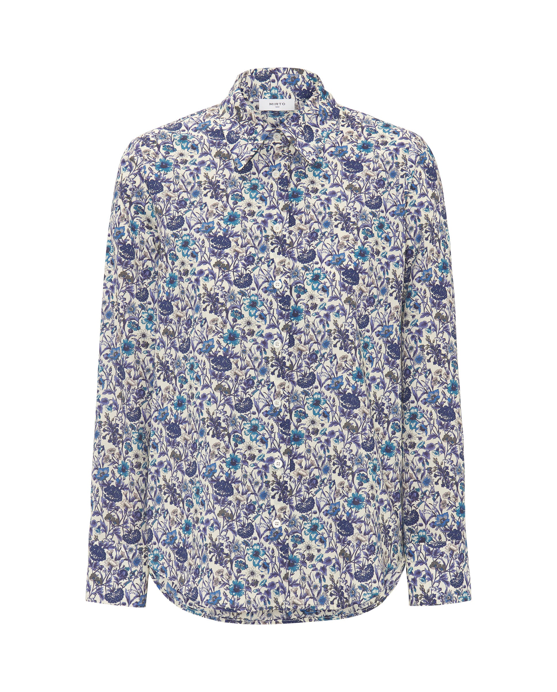 Blue cotton floral print shirt by MIRTO