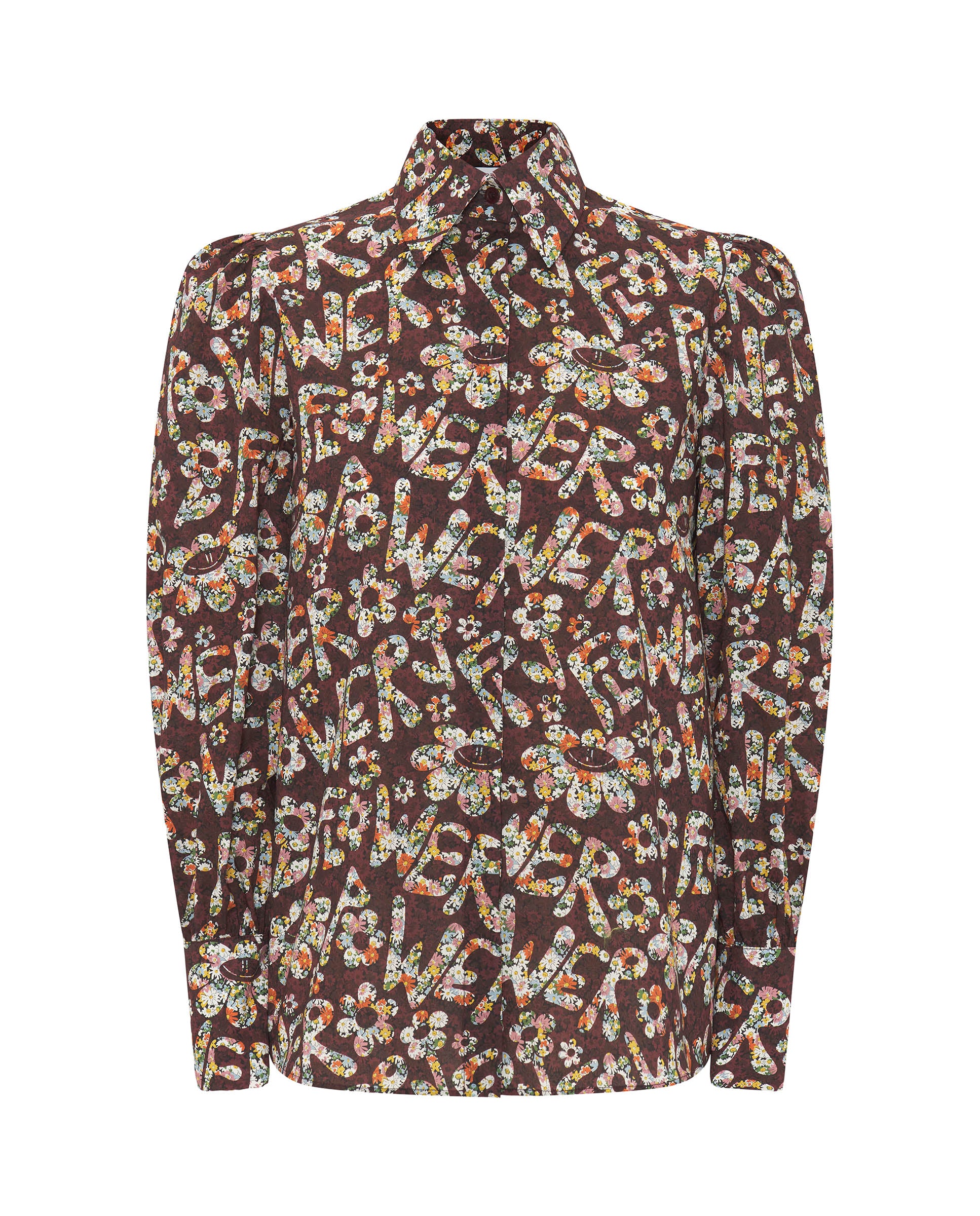 Burgundy cotton floral print shirt by MIRTO