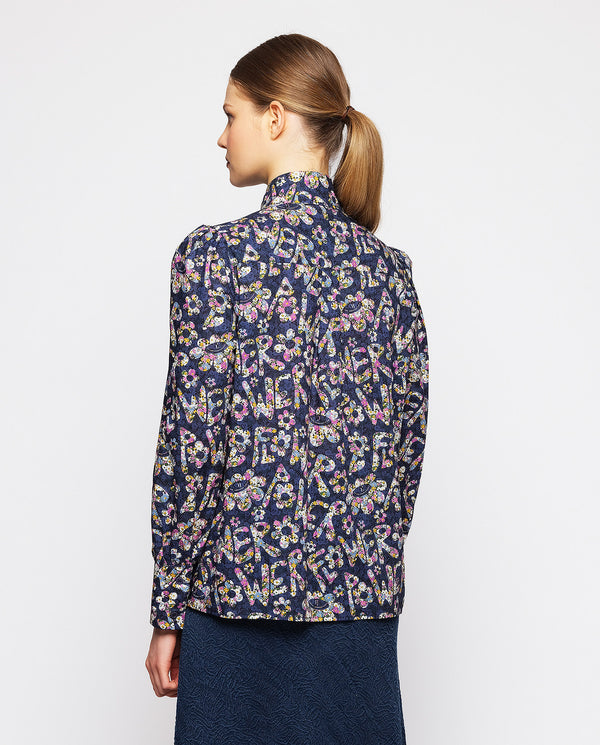 Blue cotton floral print shirt by MIRTO