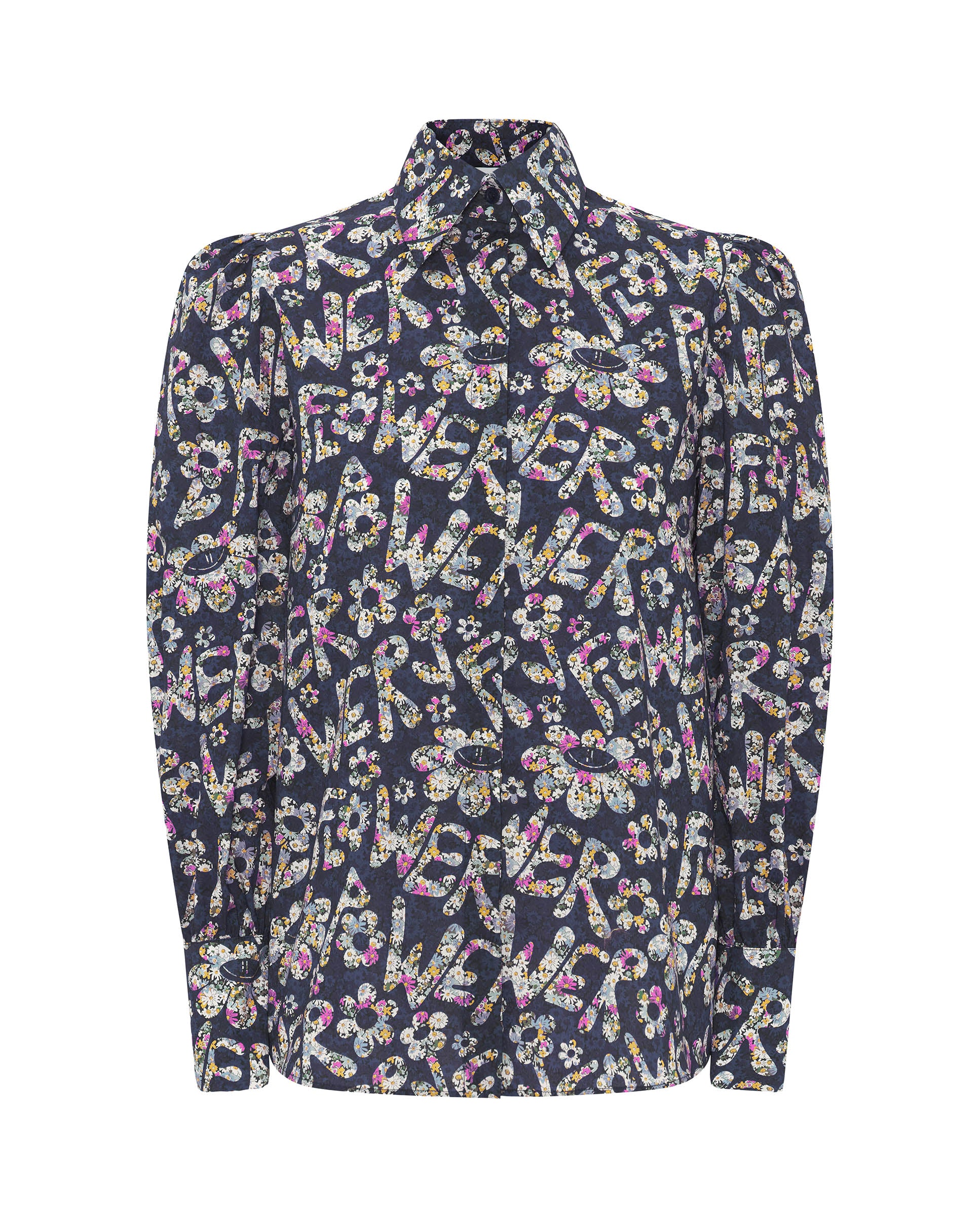 Blue cotton floral print shirt by MIRTO