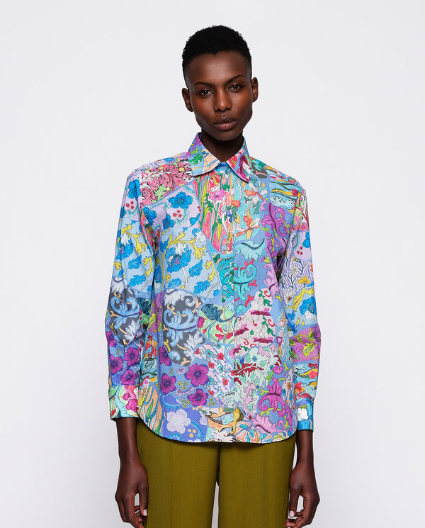 Multicolor cotton print shirt by MIRTO