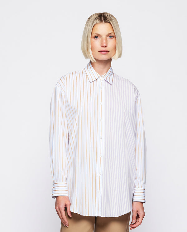 Lilac & blue cotton striped shirt by MIRTO