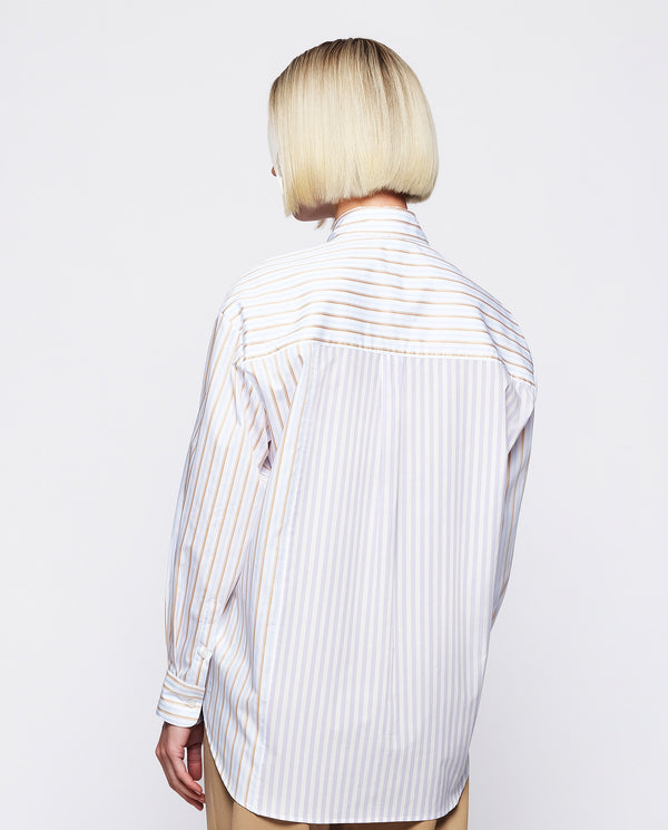 Lilac & blue cotton striped shirt by MIRTO