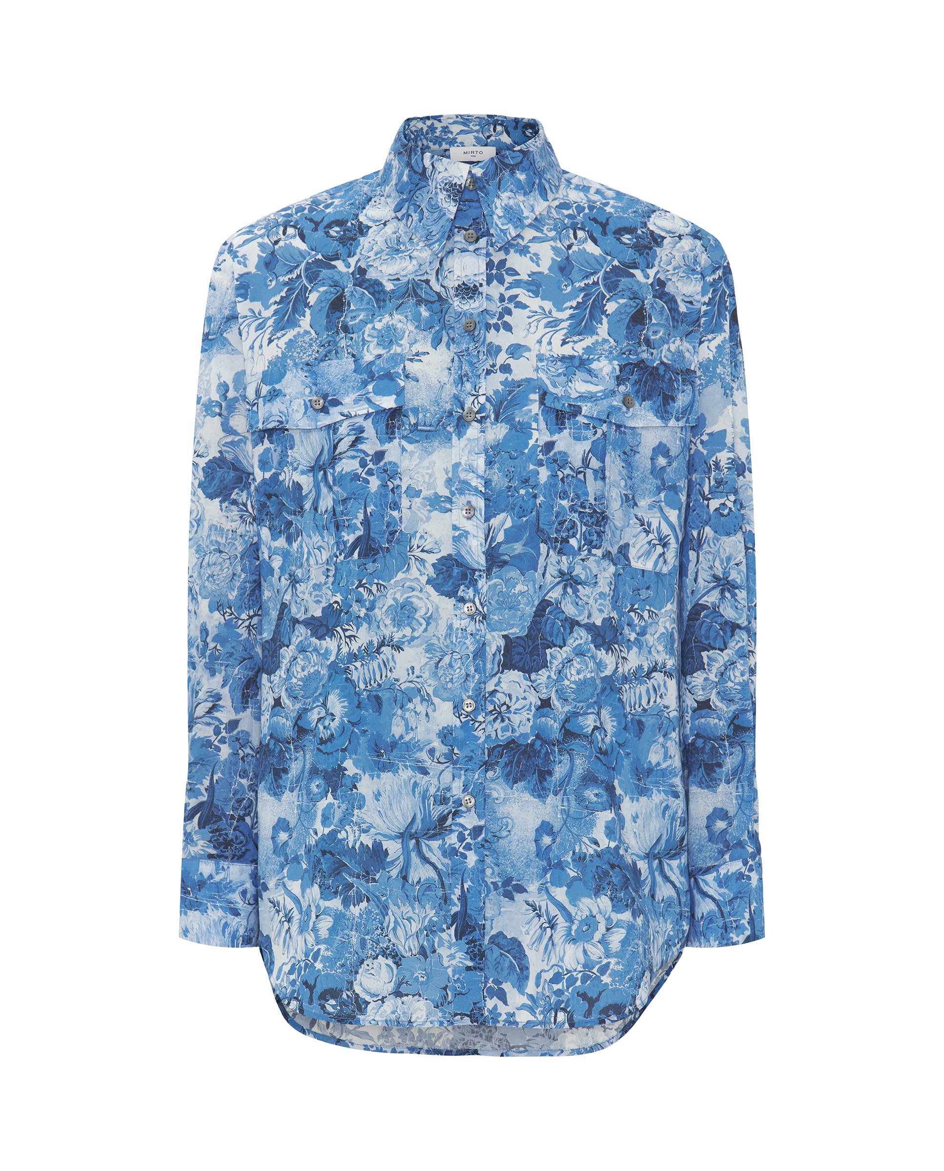 Blue cotton floral print shirt by MIRTO