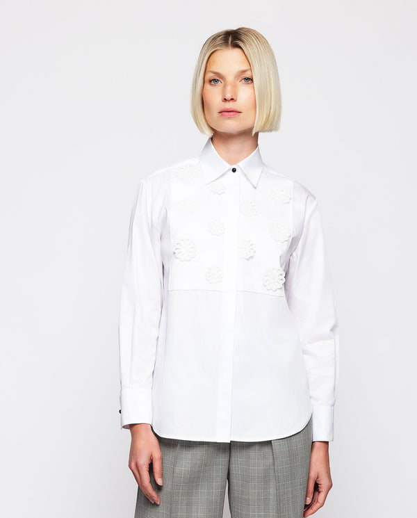 White smoking shirt with details by MIRTO