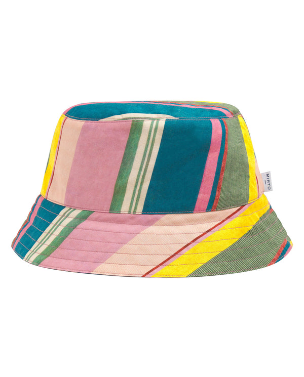 Multicolor stripes linen & cotton bucket hat