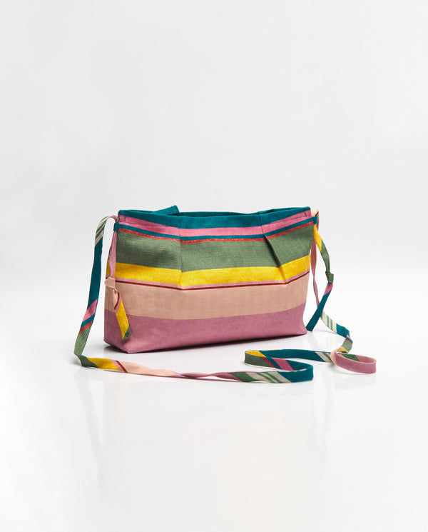 Multicolor stripes linen & cotton clutch by MIRTO