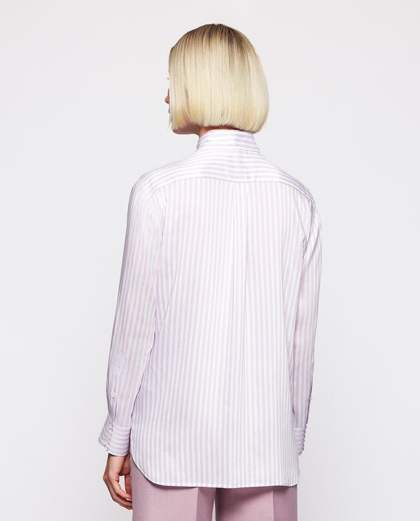 Mauve silk blend striped blouse by MIRTO