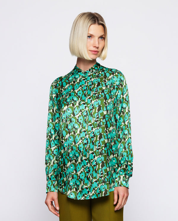 Turquoise floral print blouse by MIRTO