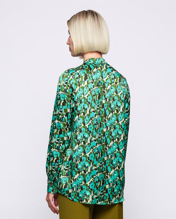 Turquoise floral print blouse by MIRTO