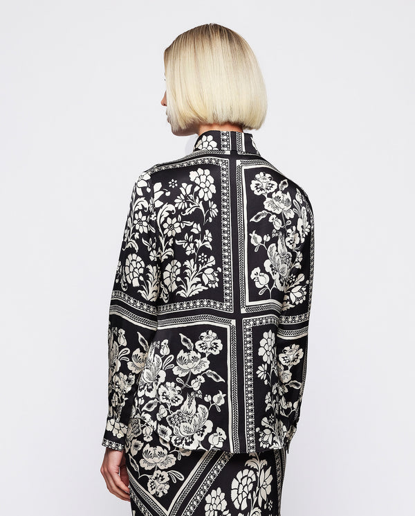 Black & white print fluid blouse by MIRTO