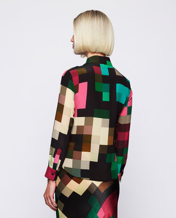 Multicolor silk plaid blouse by MIRTO