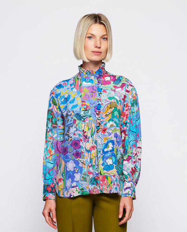 Multicolor print silk blend blouse by MIRTO