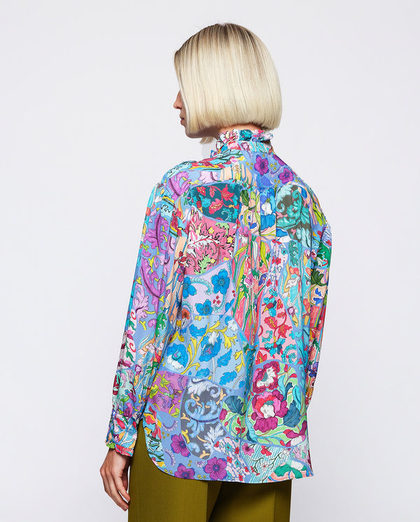 Multicolor print silk blend blouse by MIRTO