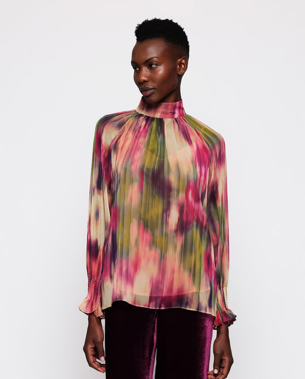 Multicolor chiffon Ikat print top by MIRTO