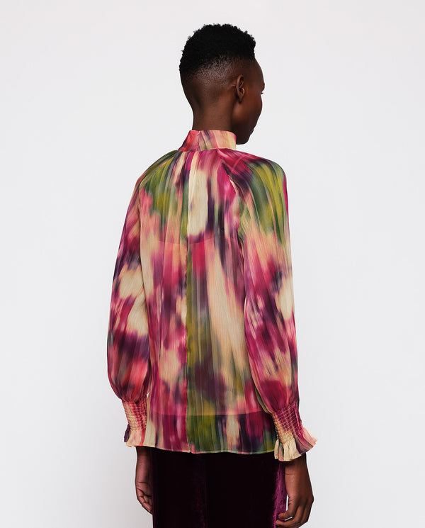 Multicolor chiffon Ikat print top by MIRTO