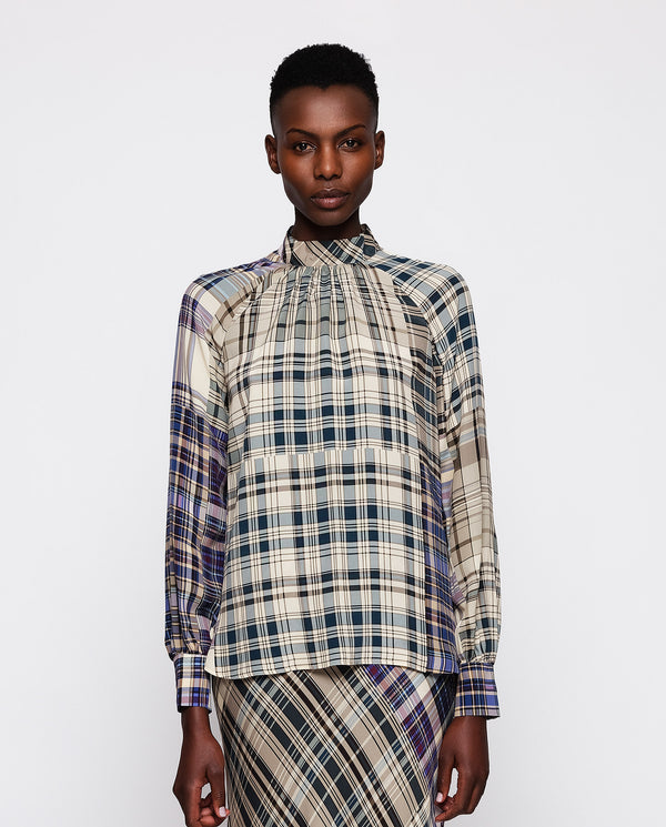 Blue plaid top by MIRTO