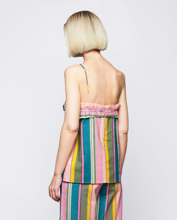 Multicolor stripes linen & cotton top by MIRTO