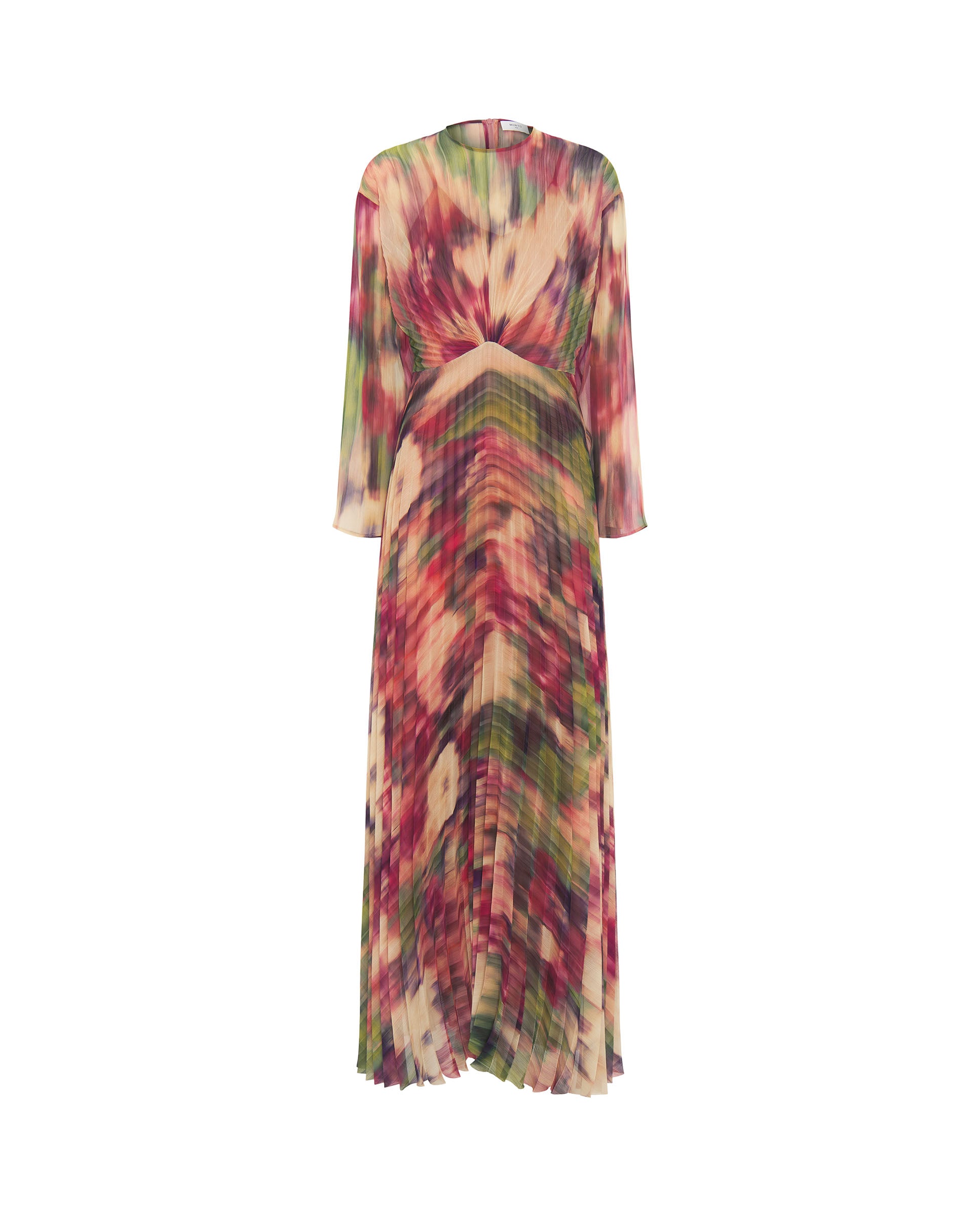 Multicolor pleated Ikat print dress by MIRTO