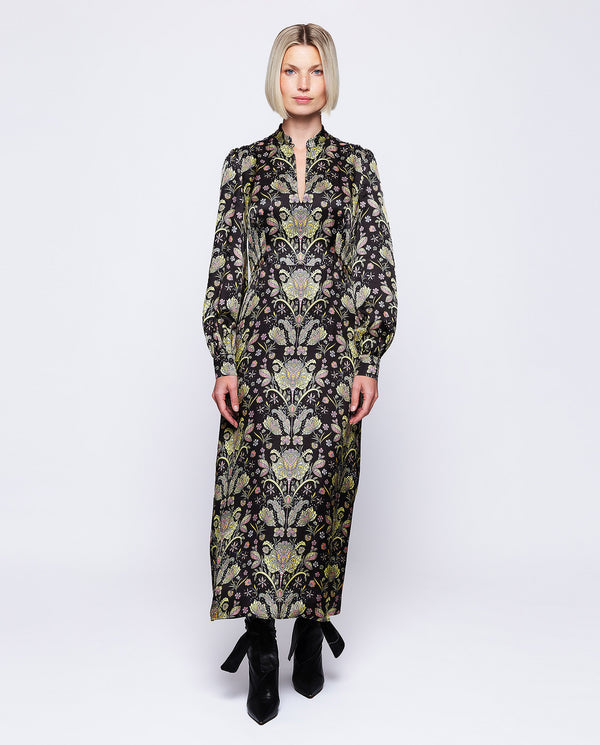 Black ornamental print dress by MIRTO