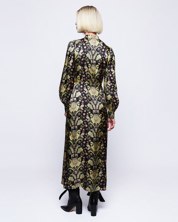 Black ornamental print dress by MIRTO