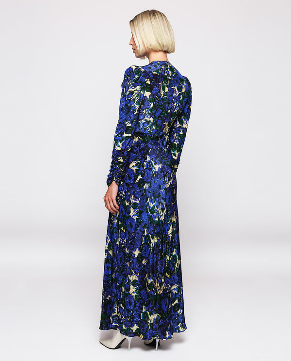 Blue & green floral print dress by MIRTO