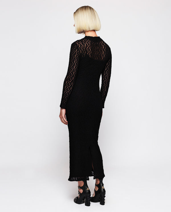 Black elastic draped dress by MIRTO