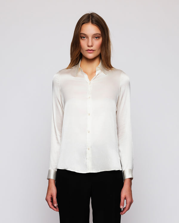 White silk satin blouse