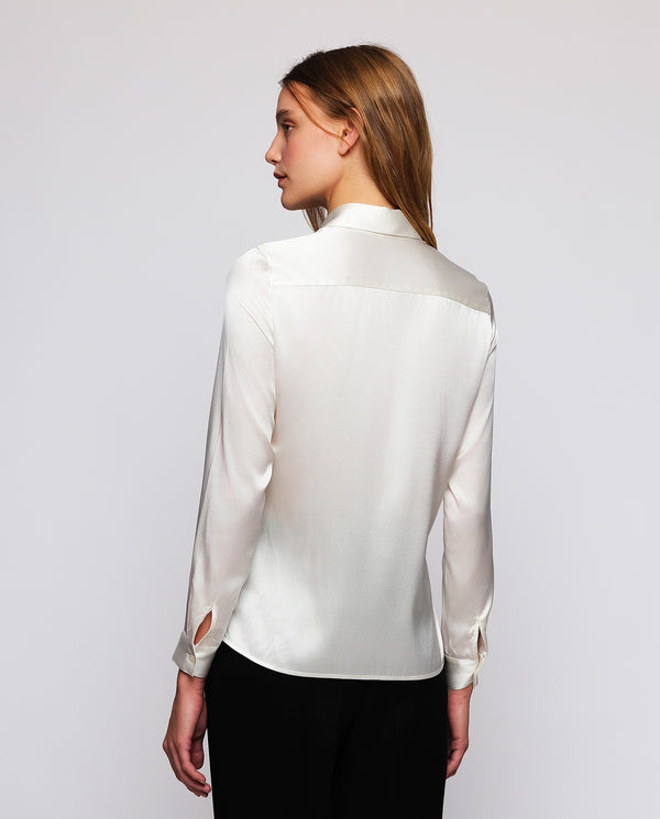 White silk satin blouse