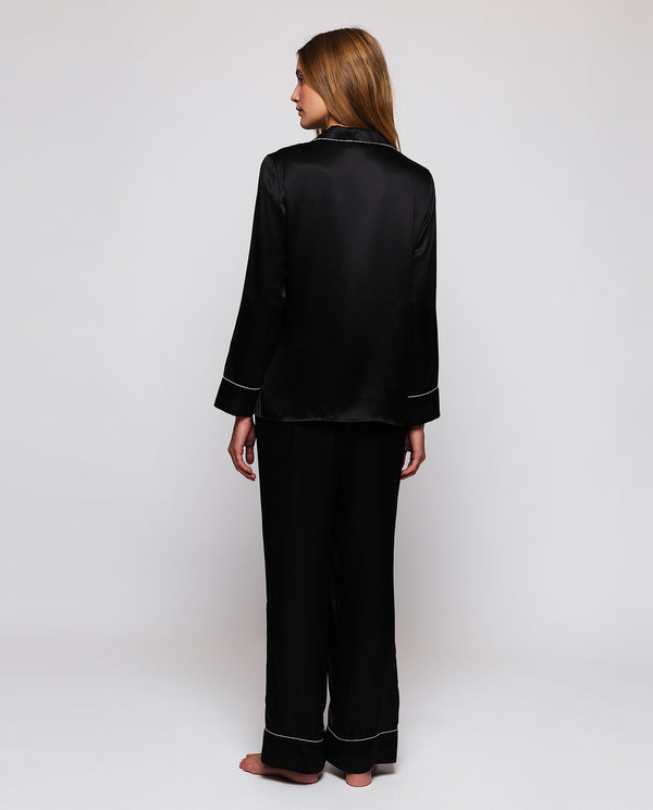 Black silk pajamas