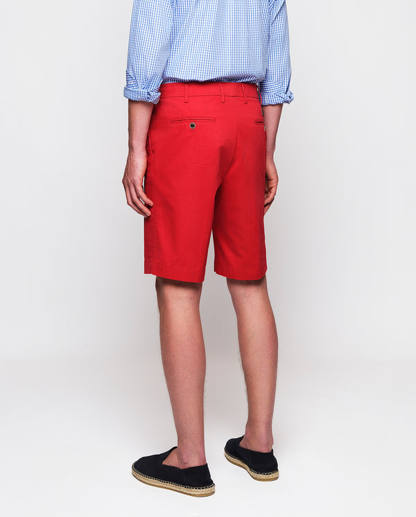 Red cotton washed shorts
