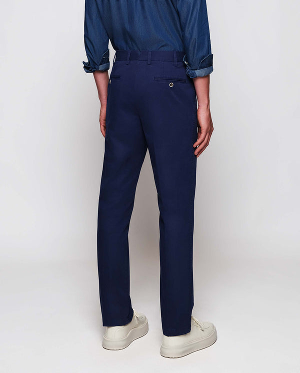 Blue casual stretch-cotton trousers