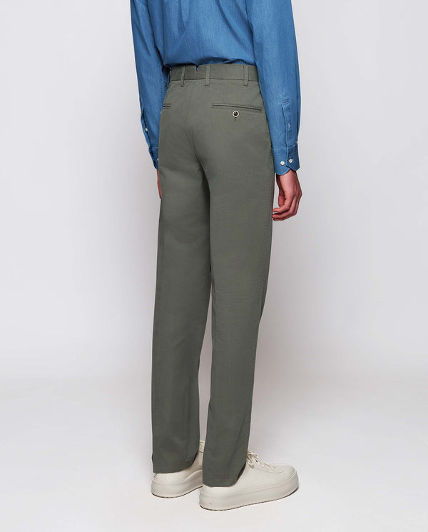Green casual stretch-cotton trousers