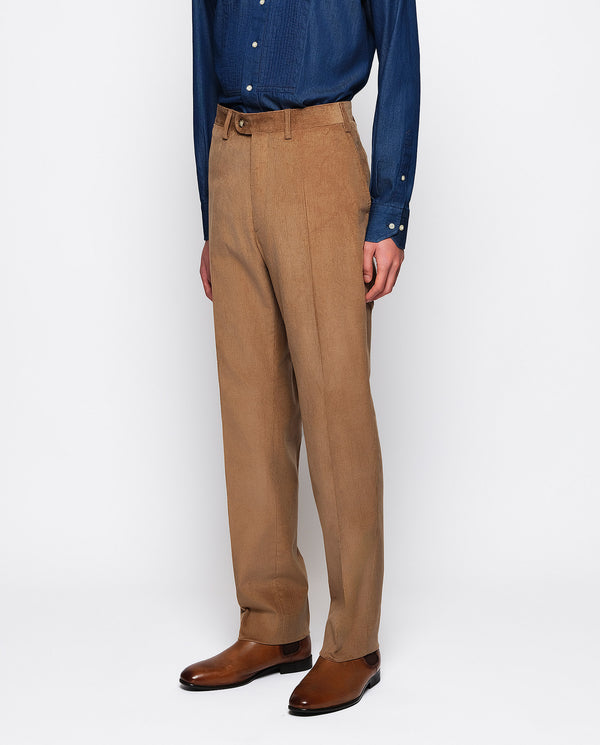 Camel microcorduroy trousers