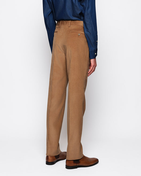 Camel microcorduroy trousers