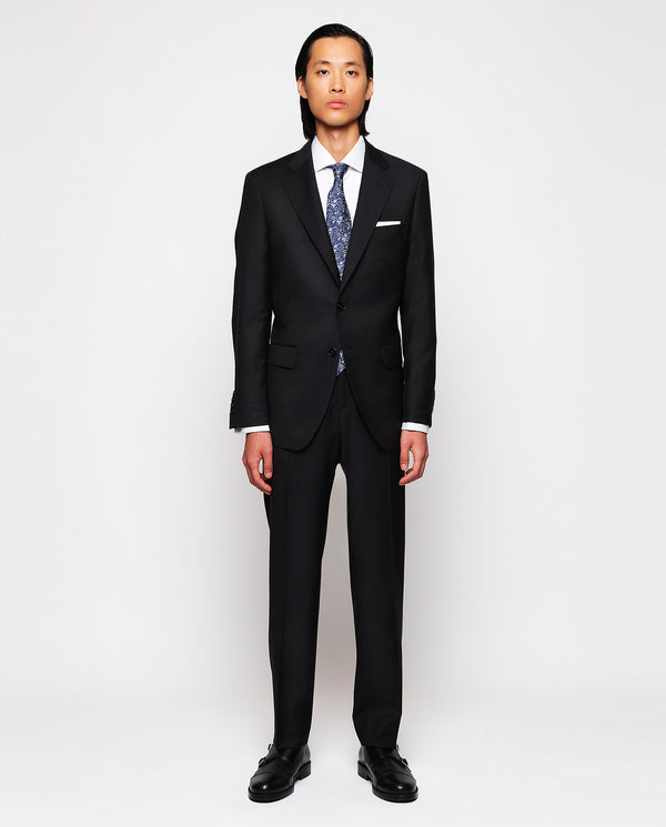 Black super 110's wool fil-a-fil suit