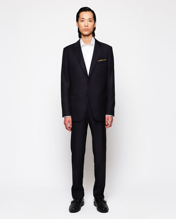 Navy blue honeycomb microseam pattern suit by MIRT