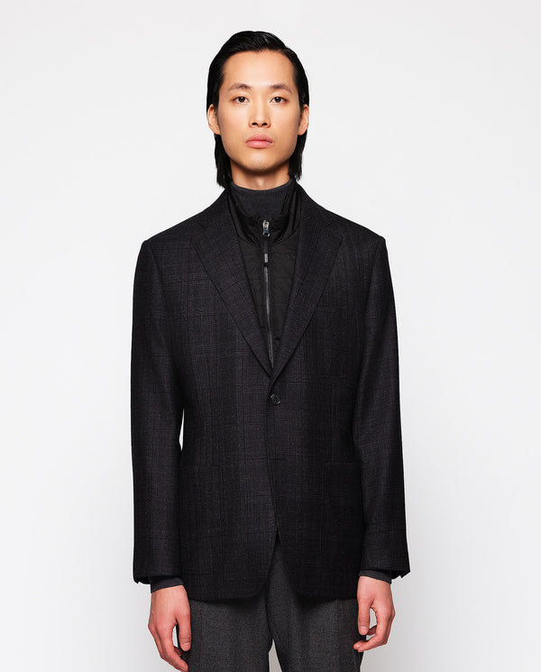 Navy blue plaid jacket by MIRTO