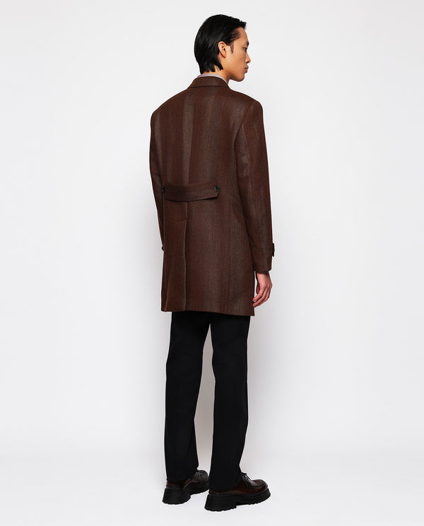 Brown wool double-breasted coat