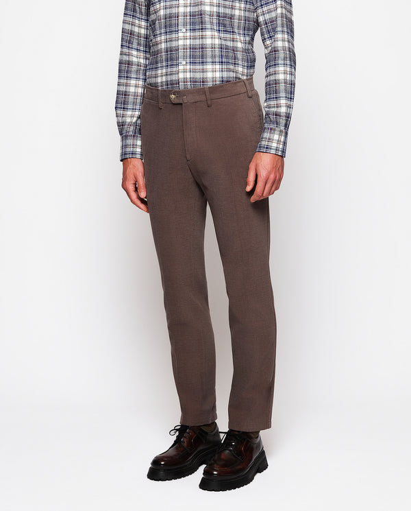 Taupe brown cotton chino trousers by MIRTO