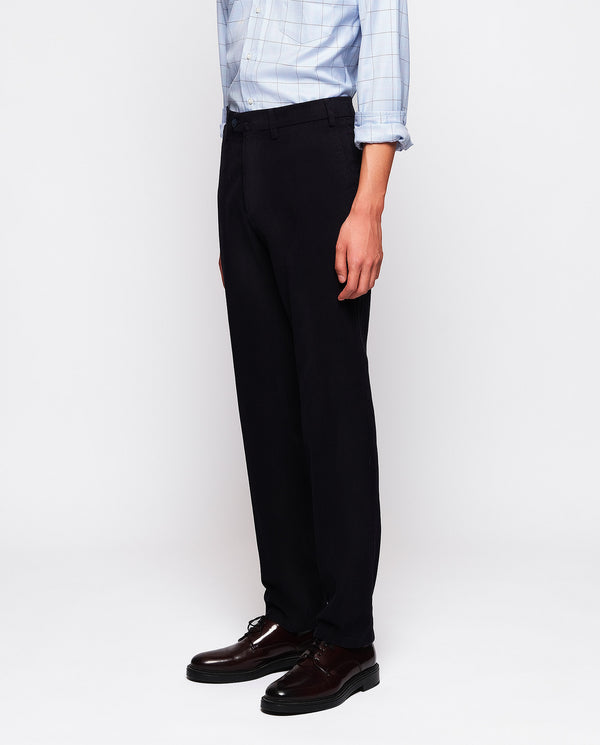 Navy blue cotton chino trousers by MIRTO