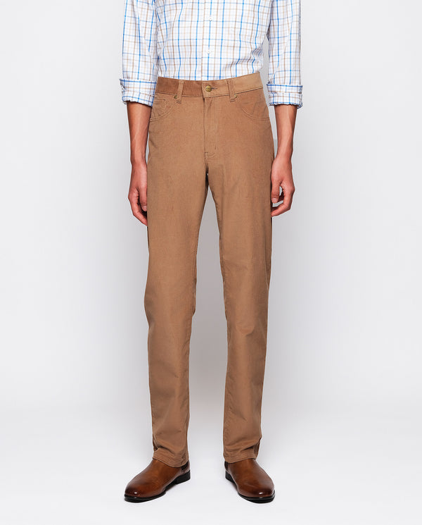 Rust tone 5-pocket microcorduroy trousers by MIRTO