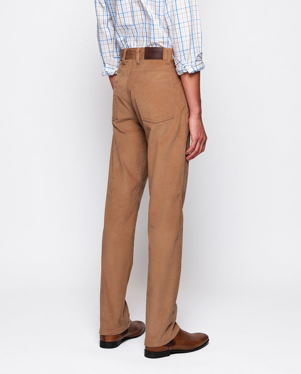 Rust tone 5-pocket microcorduroy trousers by MIRTO