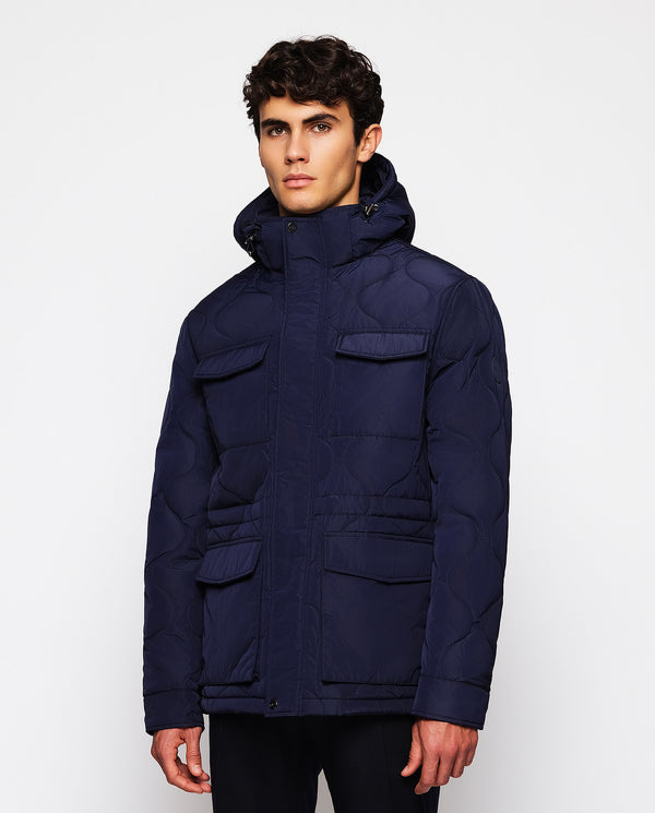 Navy blue quilted field jacket