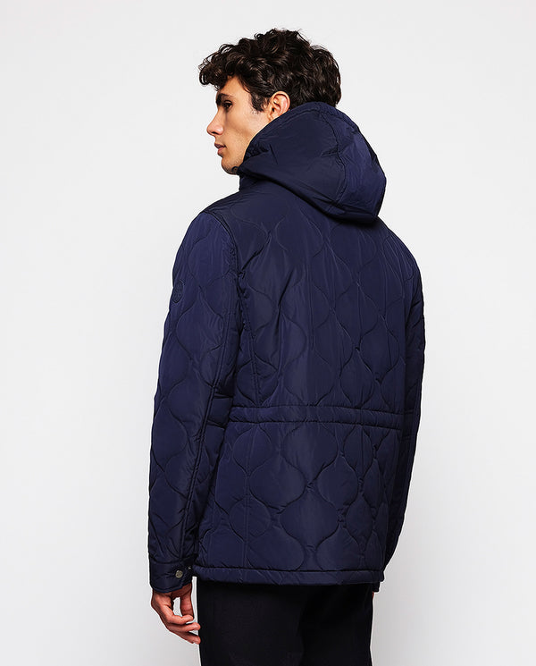 Navy blue quilted field jacket