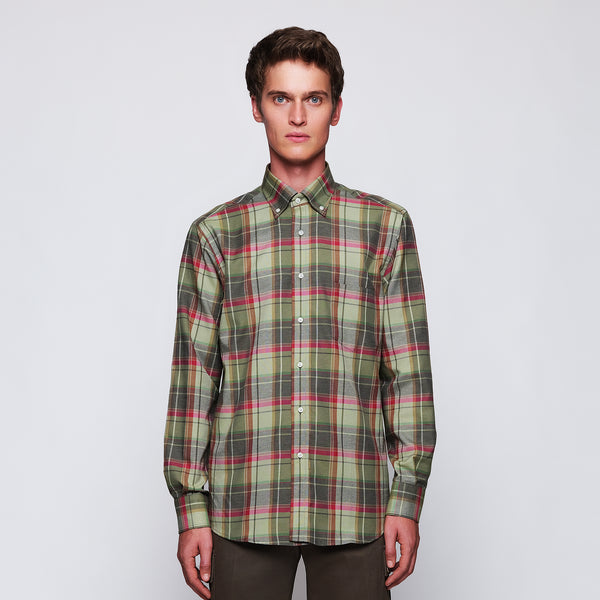 Green plaid casual shirt