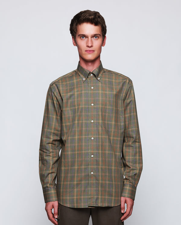 Khaki plaid casual shirt