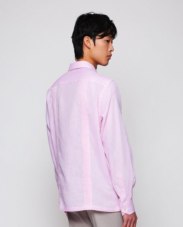 Pink Guayamisa linen shirt with two pockets