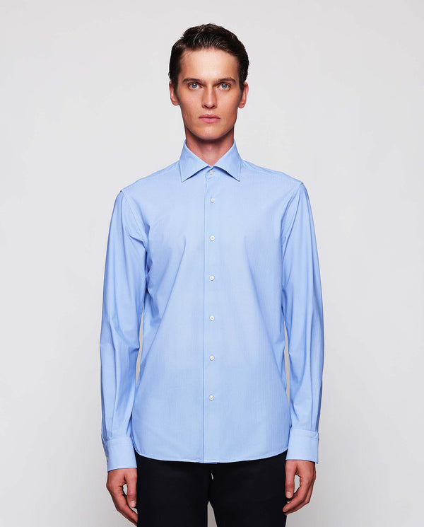 Pale blue tailored fit technical dress shirt